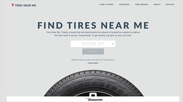 BridgestoneTire desktop homepage